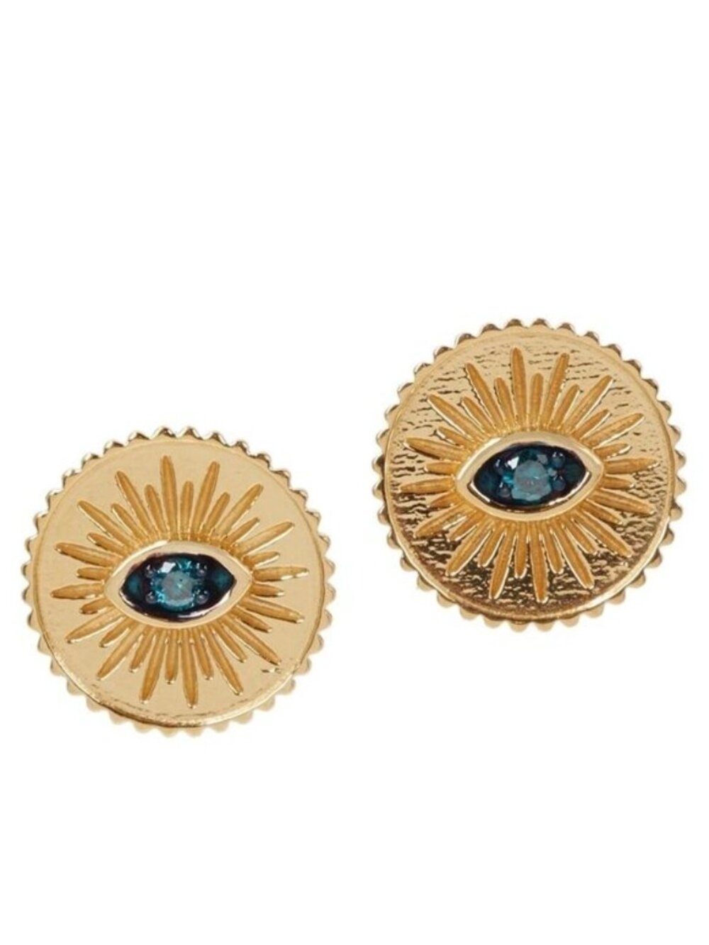 Rarities Genuine Blue Diamond 0.15ct Gold-Plated 925 Evil Eye Earrings